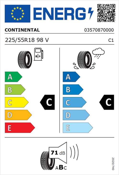 Tyre Label for Continental ContiCrossContact LX 2 225/55R18 98V